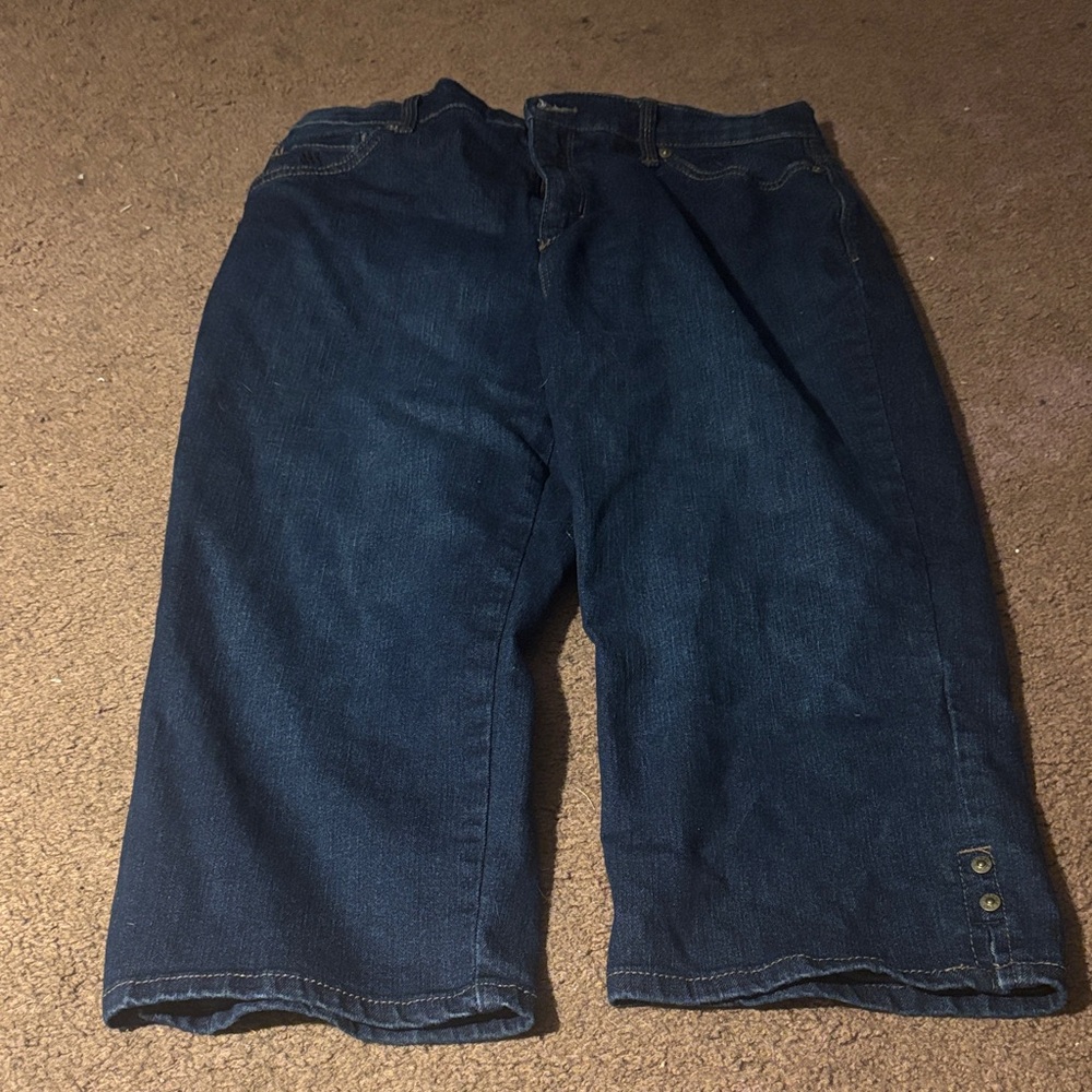 Dark Blue Denim Capris - Casual Pull-On Shorts